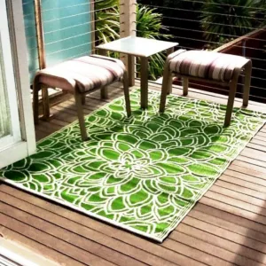 Eden Lime and White Floral Outdoor Large Rug